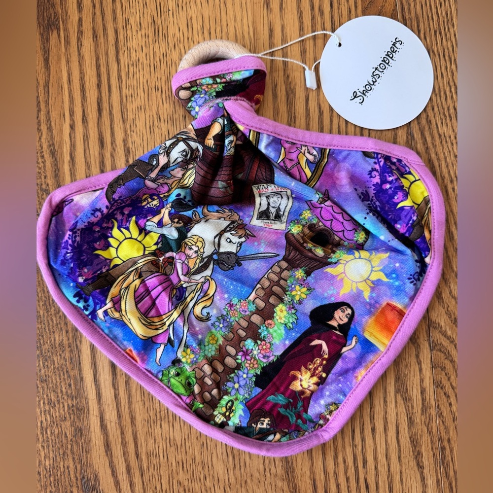 NWT Showstoppers Tangled Bamboo Lovey with Wooden Teether